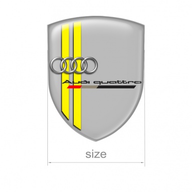 Audi Quattro Shield Silicone Emblem Grey Yellow Line