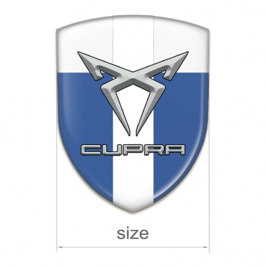 Seat Cupra Self Adhesive Emblem Logo Blue White with White Ribbon Style 