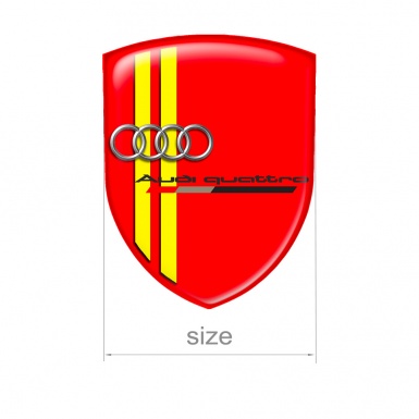 Audi Quattro Shield Silicone Emblem Red Yellow Line