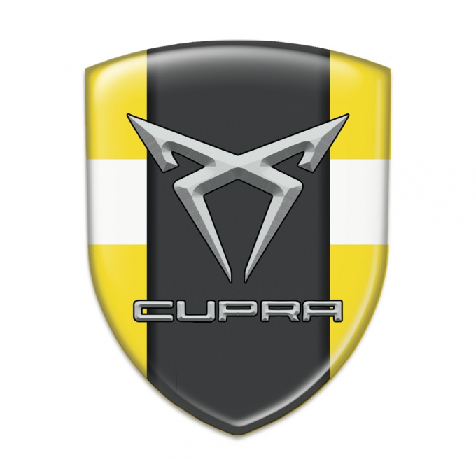 Seat Cupra Silicone Badge Yellow with White Ribbon Pattern 
