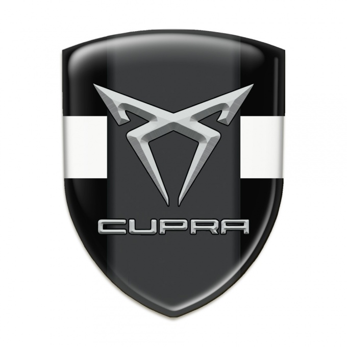 Seat Cupra Emblem Badge Logo Black with White Ribbon Pattern 