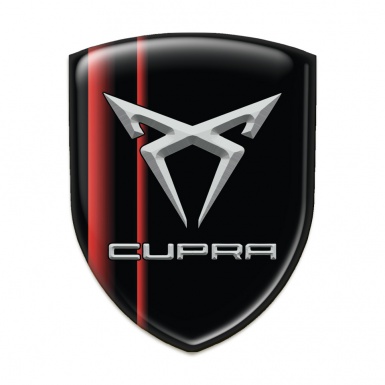 Seat Cupra Silicone Car Decal Badge Black Base Red Lines Decoration and Gray Logo 