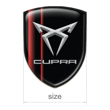 Seat Cupra Silicone Car Decal Badge Black Base Red Lines Decoration and Gray Logo 