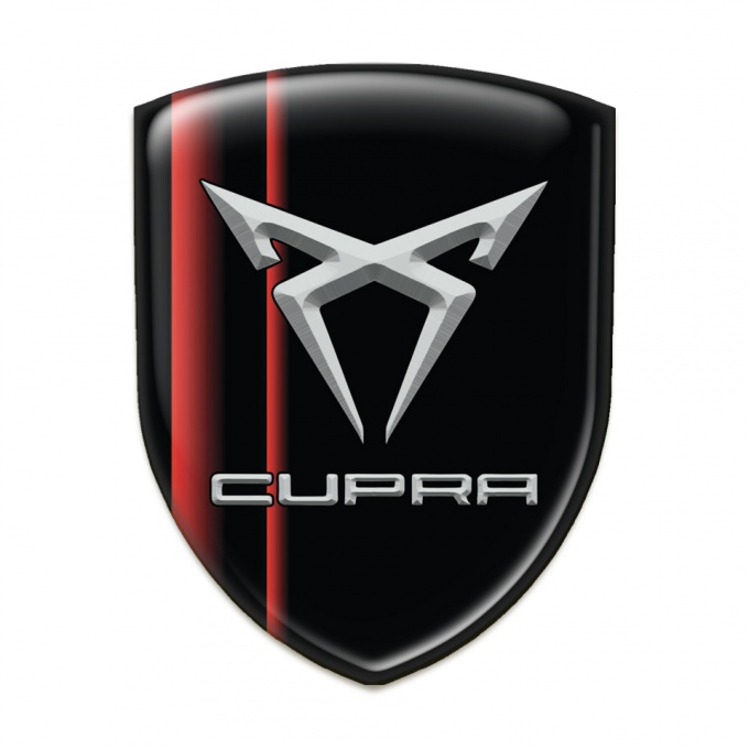 Seat Cupra Silicone Car Decal Badge Black Base Red Lines Decoration and Gray Logo 