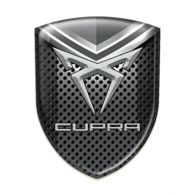 Seat Cupra Tuning Badge Dark Perforated Metal with Gray Detail Design 