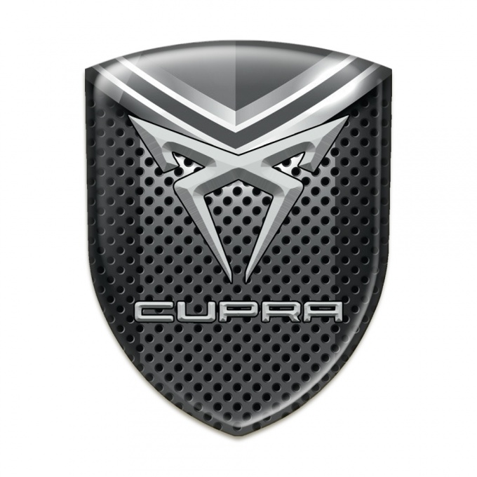 Seat Cupra Tuning Badge Dark Perforated Metal with Gray Detail Design 