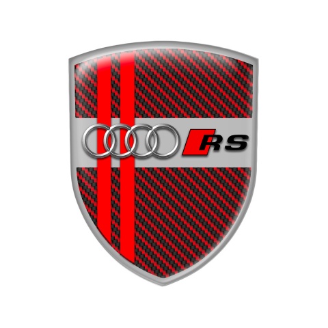 Audi RS Shield Silicone Sticker Grey with Red Carbon