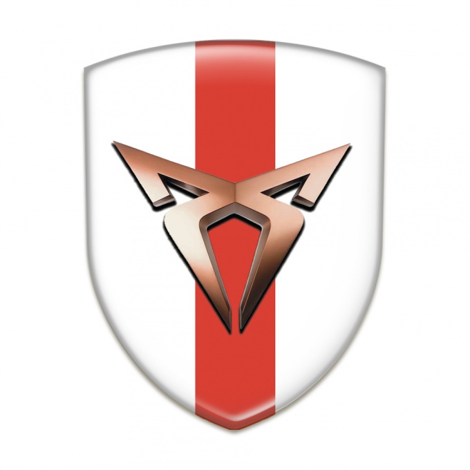 Seat Cupra Silicone Car Decal Badge White with Red Band Design 