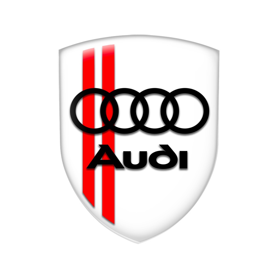 Audi Shield Silicone Sticker White Black Logo, Domed Emblems, Stickers