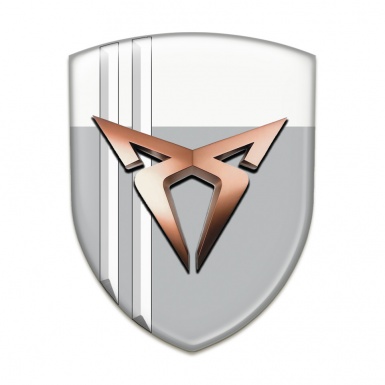 Seat Cupra Self Adhesive Car logo Emblem Gray White with White Stripes Model 