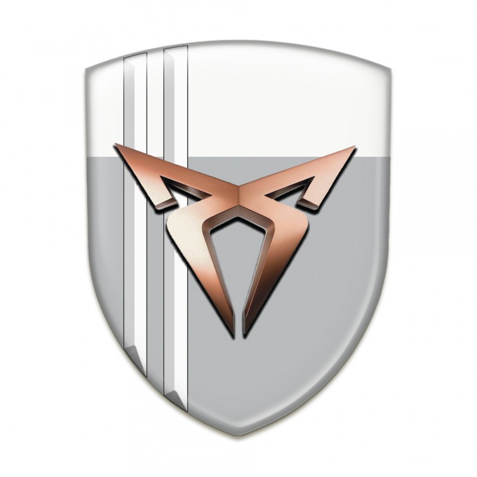 Seat Cupra Self Adhesive Car logo Emblem Gray White with White Stripes Model 