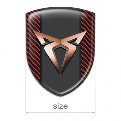 Seat Cupra Tuning Emblem Red carbon background Copper Logo 