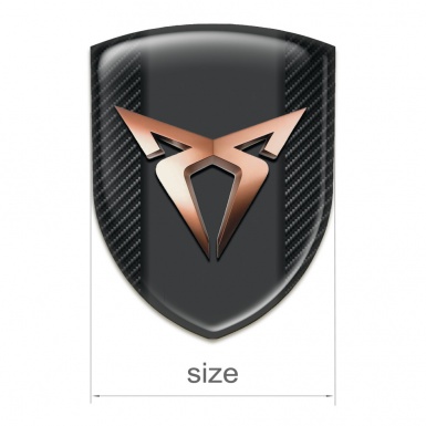 Seat Cupra Domed Emblem Black Fibers Background Copper Logo 
