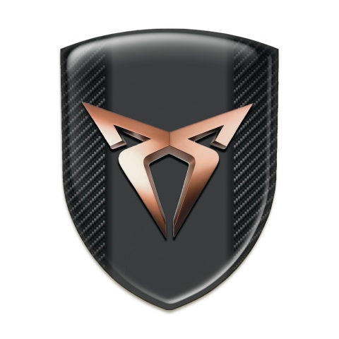 Seat Cupra Domed Emblem Black Fibers Background Copper Logo 