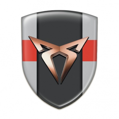 Seat Cupra Silicone Car Decal Badge Gray with Red Band Version 