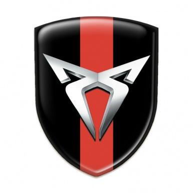 Seat Cupra 3D Gel Emblem Black with Red Band Design Silver Logo 