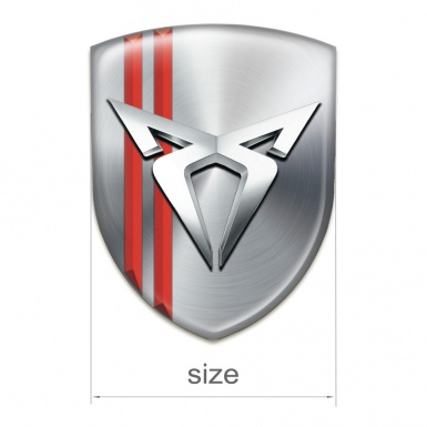Seat Cupra Domed Emblem Silver with Red Lines Type 