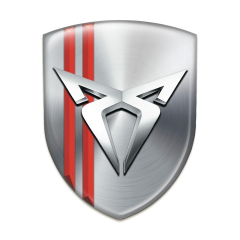 Seat Cupra Domed Emblem Silver with Red Lines Type 