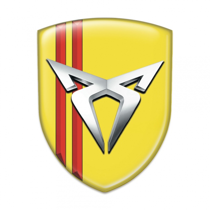 Seat Cupra 3D Gel Emblem Yellow with Red Lines Type 