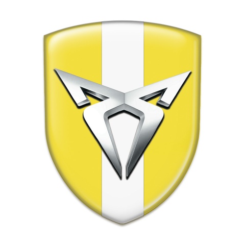 Seat Cupra Silicone Car Decal Badge Yellow with White Ribbon Variant 