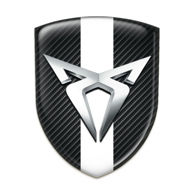 Seat Cupra Domed Emblem Black Fibers with White Ribbon 