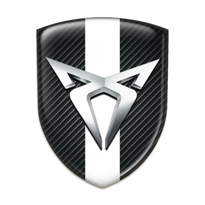 Seat Cupra Domed Emblem Black Fibers with White Ribbon 
