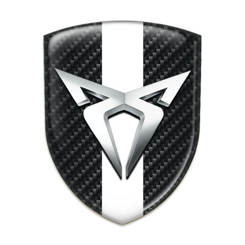 Seat Cupra Resin Sticker Dark Carbon with White Ribbon Style 