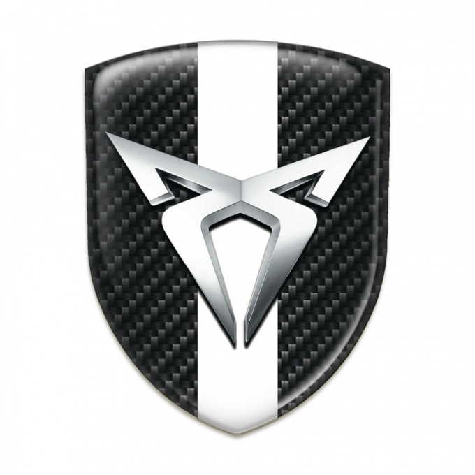 Seat Cupra Resin Sticker Dark Carbon with White Ribbon Style 
