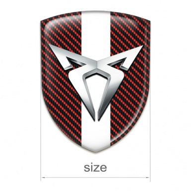 Seat Cupra 3D Gel Emblem Red Carbon with White Ribbon Style 