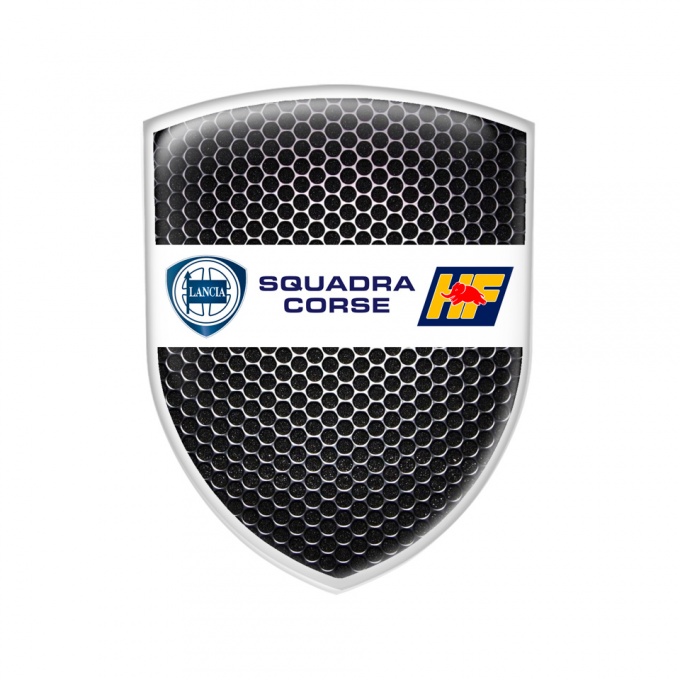 Lancia Domed Emblem Squadra Corse Steel White Edition