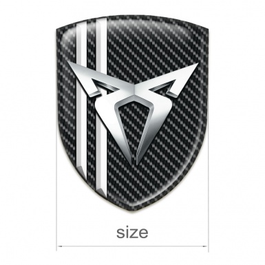 Seat Cupra Silicone Car Decal Badge Black carbon with White Lines style 