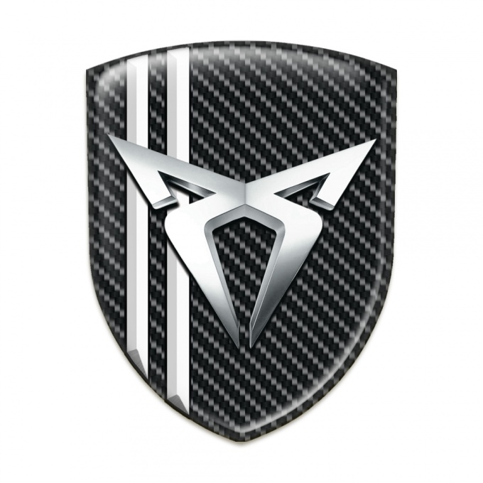 Seat Cupra Silicone Car Decal Badge Black carbon with White Lines style 