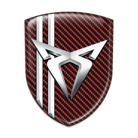 Seat Cupra Silicone Badge Red Carbon White Lines Style 