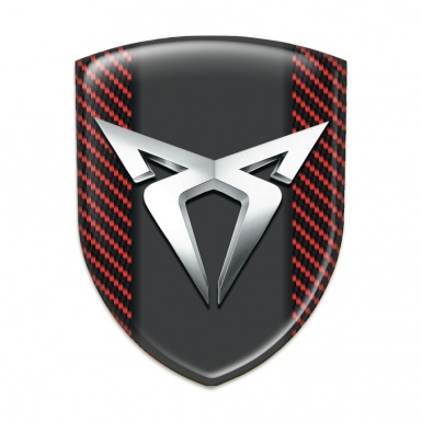Seat Cupra Auto Emblem Red Carbon base Silver Logo Edition 
