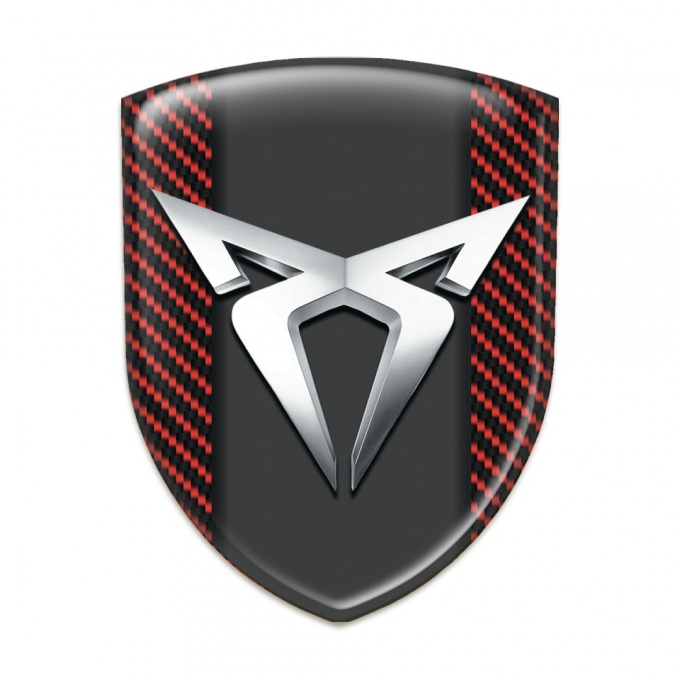 Seat Cupra Auto Emblem Red Carbon base Silver Logo Edition 