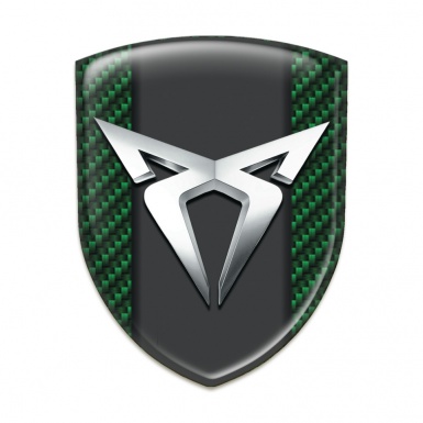 Seat Cupra Logo Emblem Green Carbon Base Silver Logo Edition 