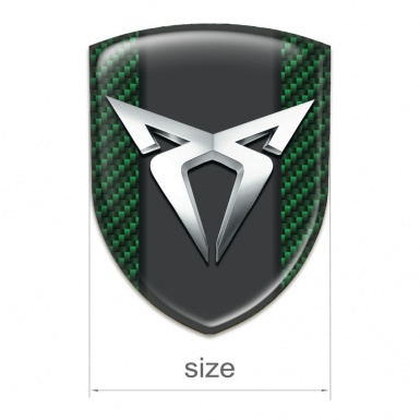 Seat Cupra Logo Emblem Green Carbon Base Silver Logo Edition 