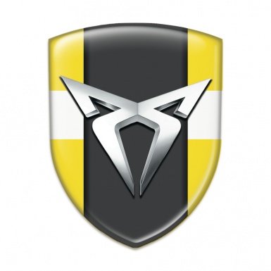 Seat Cupra Resin Sticker Yellow with White Tape Base Silver Logo 