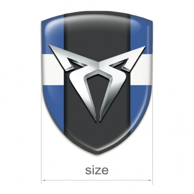 Seat Cupra 3D Gel Emblem Blue with White Tape Base Silver Logo 