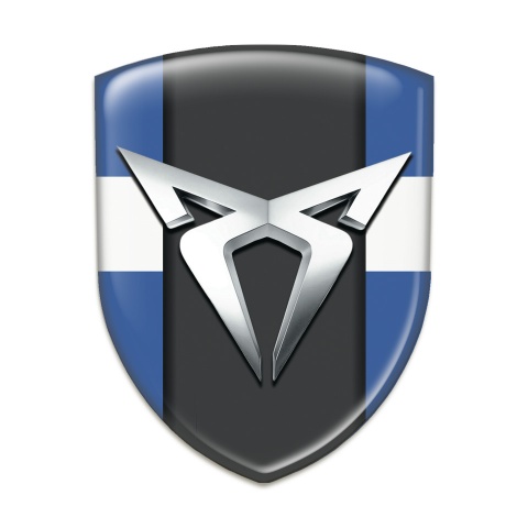Seat Cupra 3D Gel Emblem Blue with White Tape Base Silver Logo 