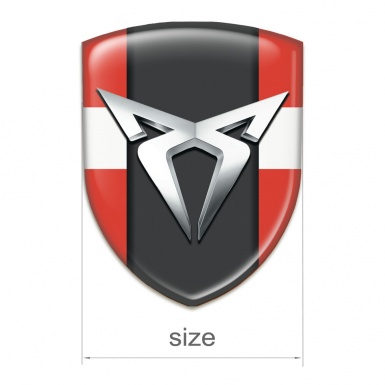 Seat Cupra Emblem Exterior Red with White Tape Base Silver Logo 
