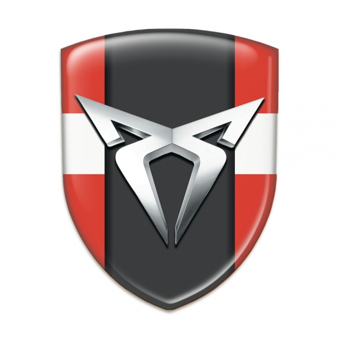 Seat Cupra Emblem Exterior Red with White Tape Base Silver Logo 