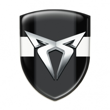 Seat Cupra Tuning Badge Black with White Tape Base Silver Logo 