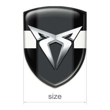 Seat Cupra Tuning Badge Black with White Tape Base Silver Logo 