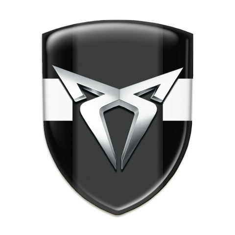 Seat Cupra Tuning Badge Black with White Tape Base Silver Logo 