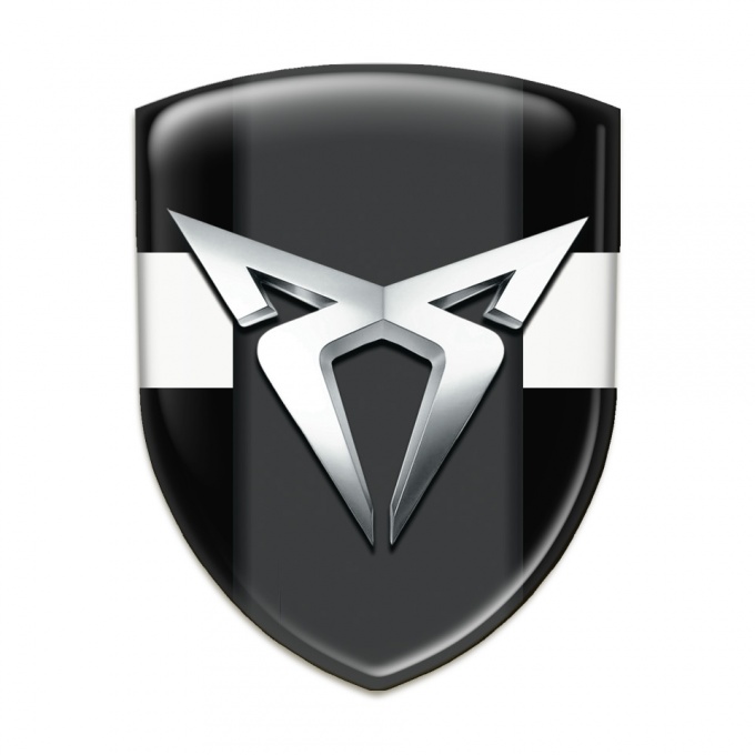 Seat Cupra Tuning Badge Black with White Tape Base Silver Logo 