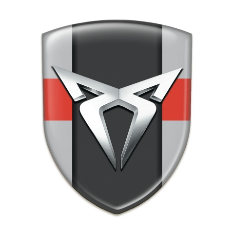 Seat Cupra Self Adhesive Car logo Emblem Gray with Red tape version 