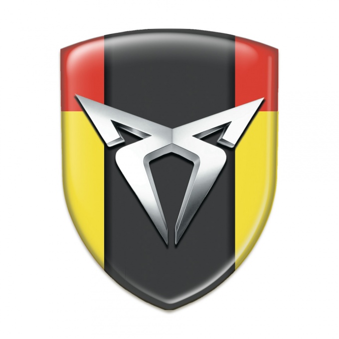 Seat Cupra Auto Emblem Yellow Red version with Silver Logo 