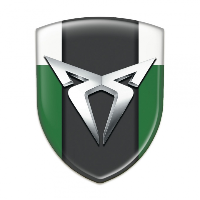 Seat Cupra Tuning Emblem Green White Version with Silver Logo 