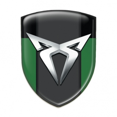 Seat Cupra 3D Gel Emblem Green Black Version with Silver Logo 